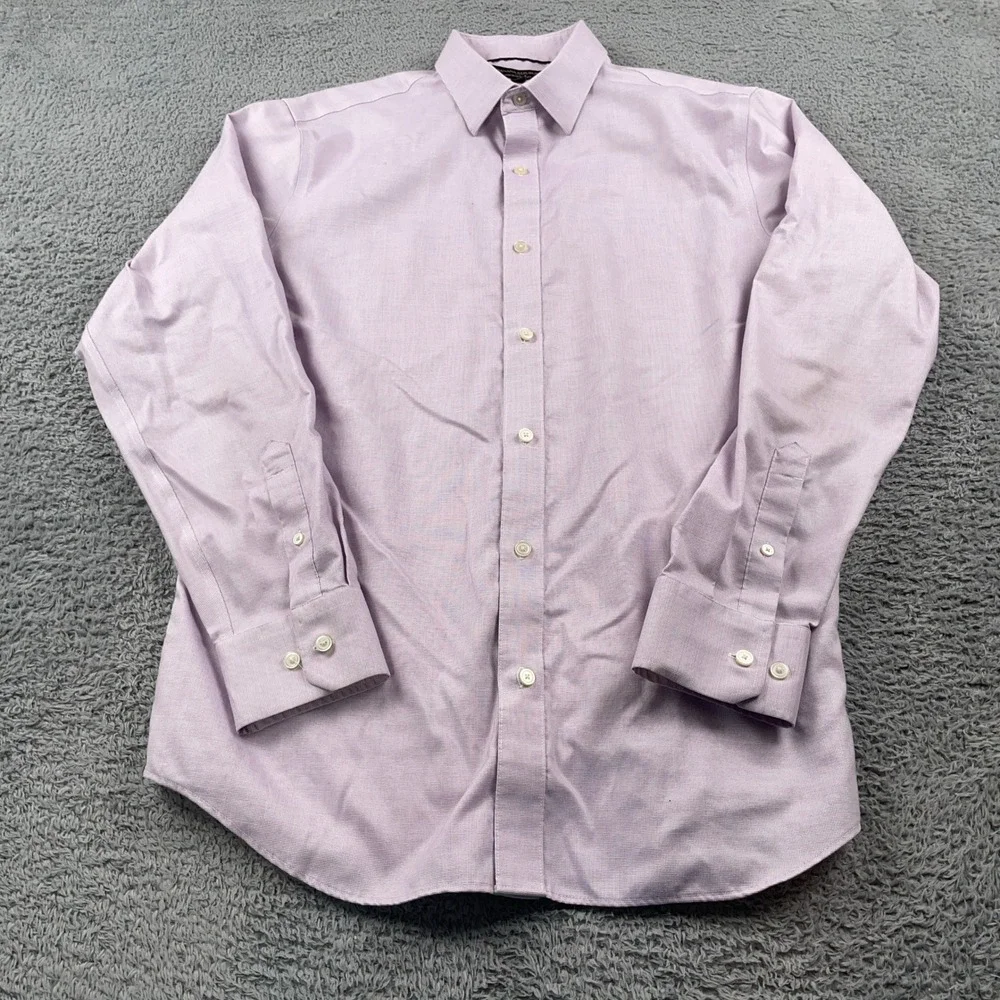 Banana Republic Shirt Mens Large Purple Non-Iron Slim Fit Long Sleeve Button Up